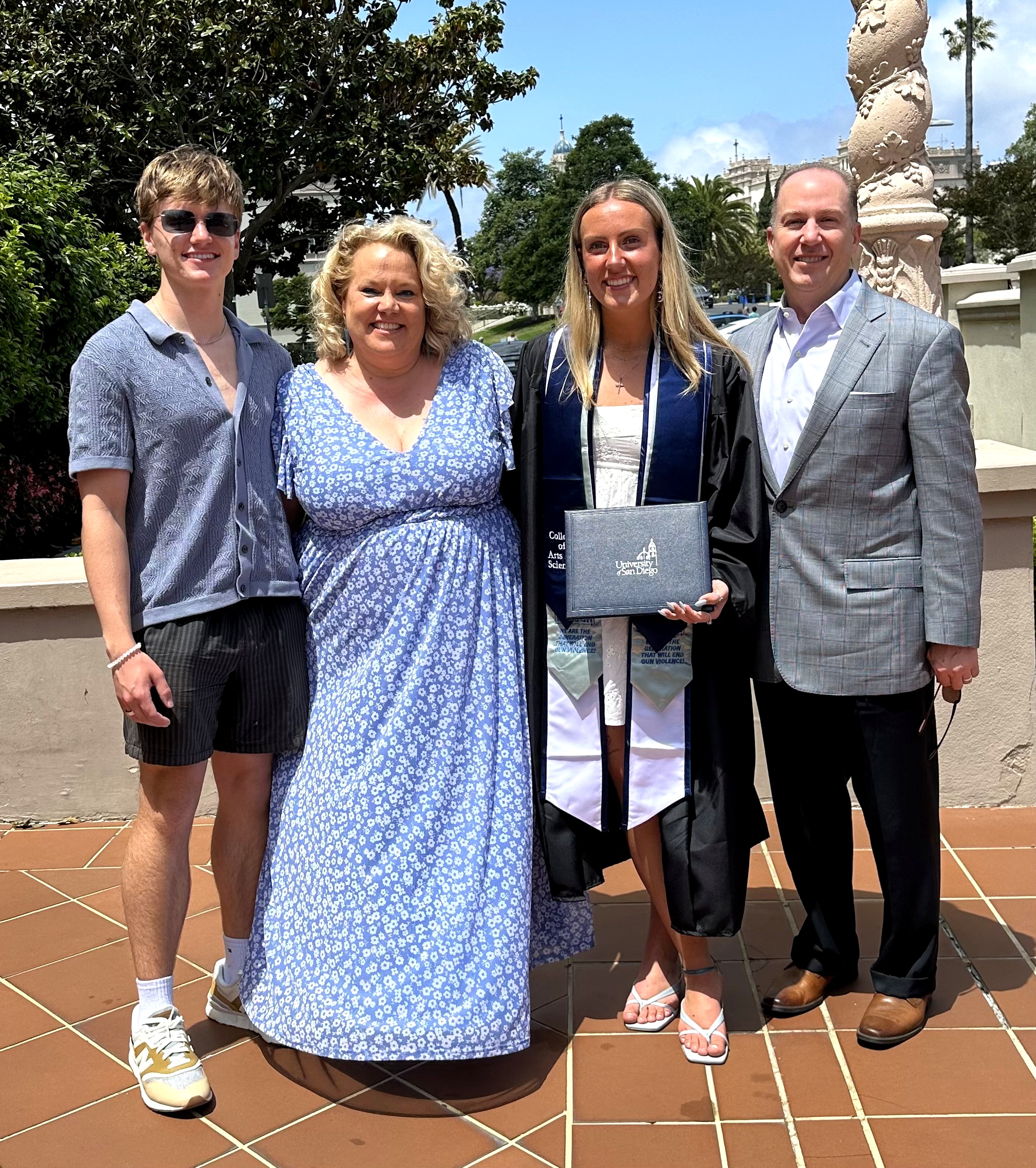 The Woods family celebrating Katy's graduation